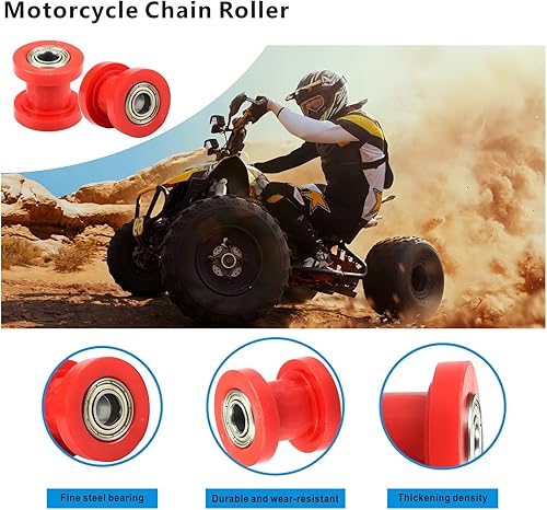 Miniatura 9 de KOSIDA Guía de rueda tensor de polea de rodillo de cadena roja de 8 y 0.394 in para motocicleta Mini Bike ATV 125cc 140cc 160cc XR125 SSRC RF50