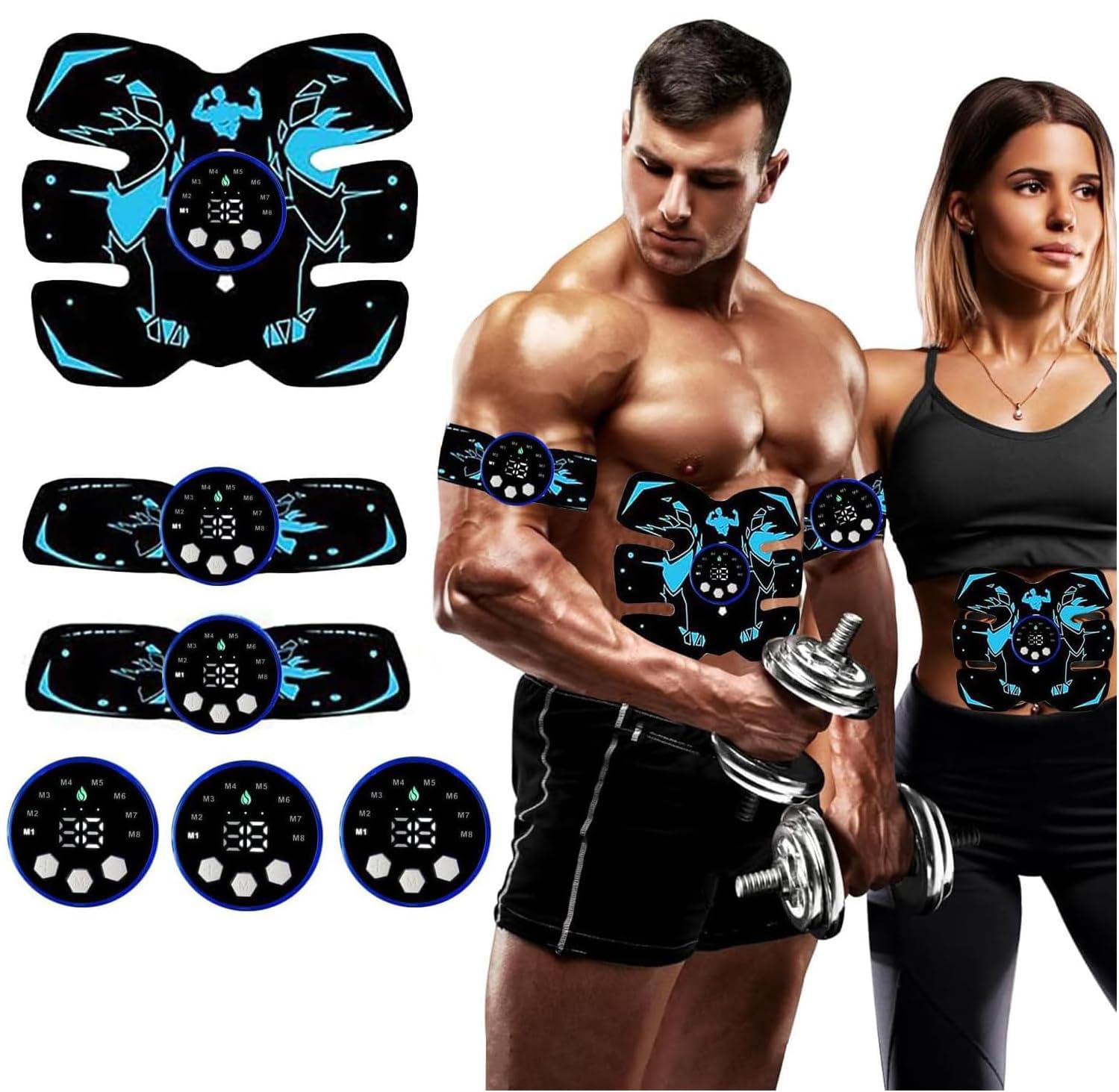 Flintronic Ceinture Abdominale EMS – Électrostimulateur Musculaire 8 Modes 29 Niveaux, USB Rechargeable, Pour Sculpter Abdos, Bras, Jambes & Fessiers – Hommes & Femmes