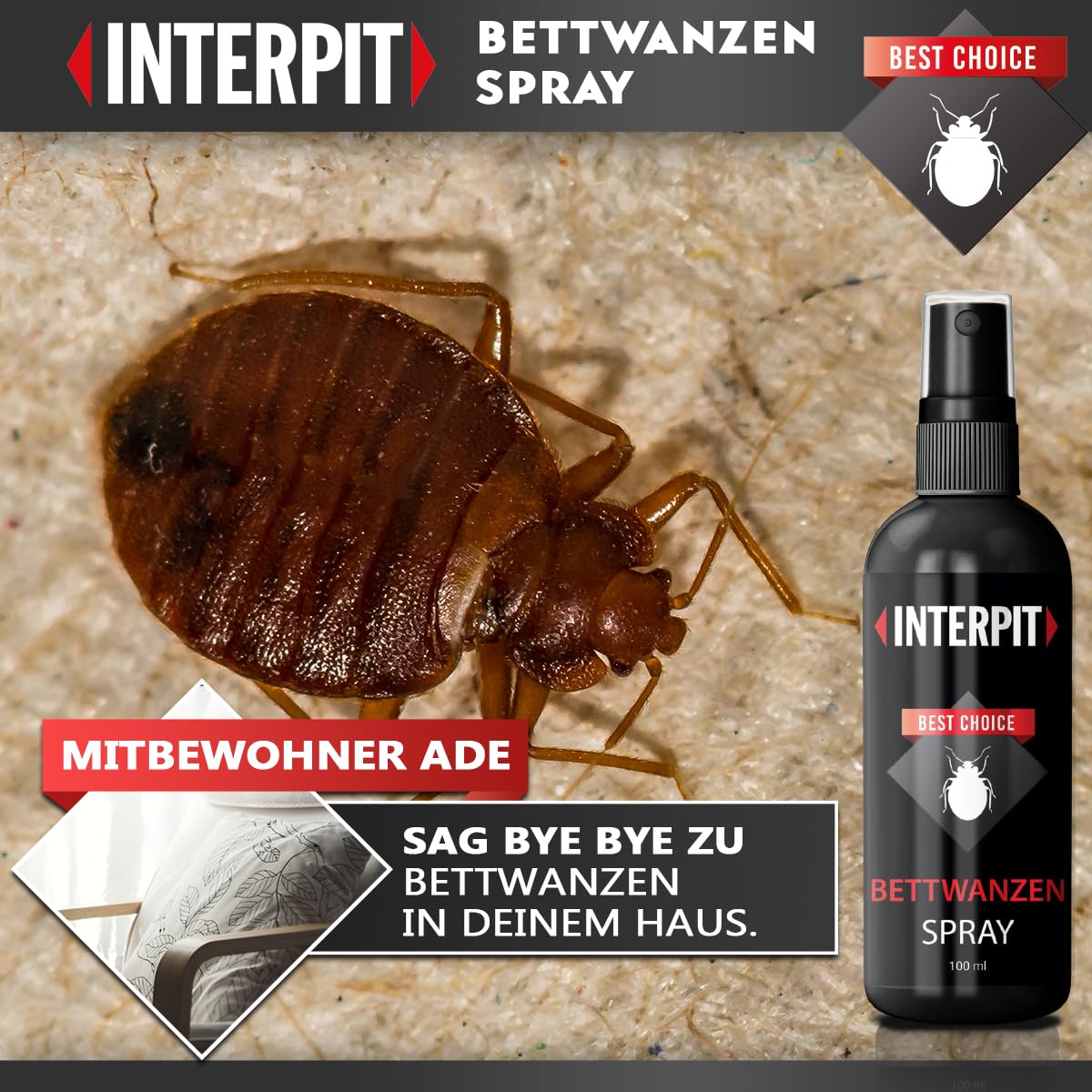 BETTWANZEN Spray, Hochwirksam bei der Bettwanze - biologische Bekämpfung & Mittel zur Schädlingsbekämpfung für Matratzen und empfindliche Oberflächen - Anti Ungeziefer | 100ml