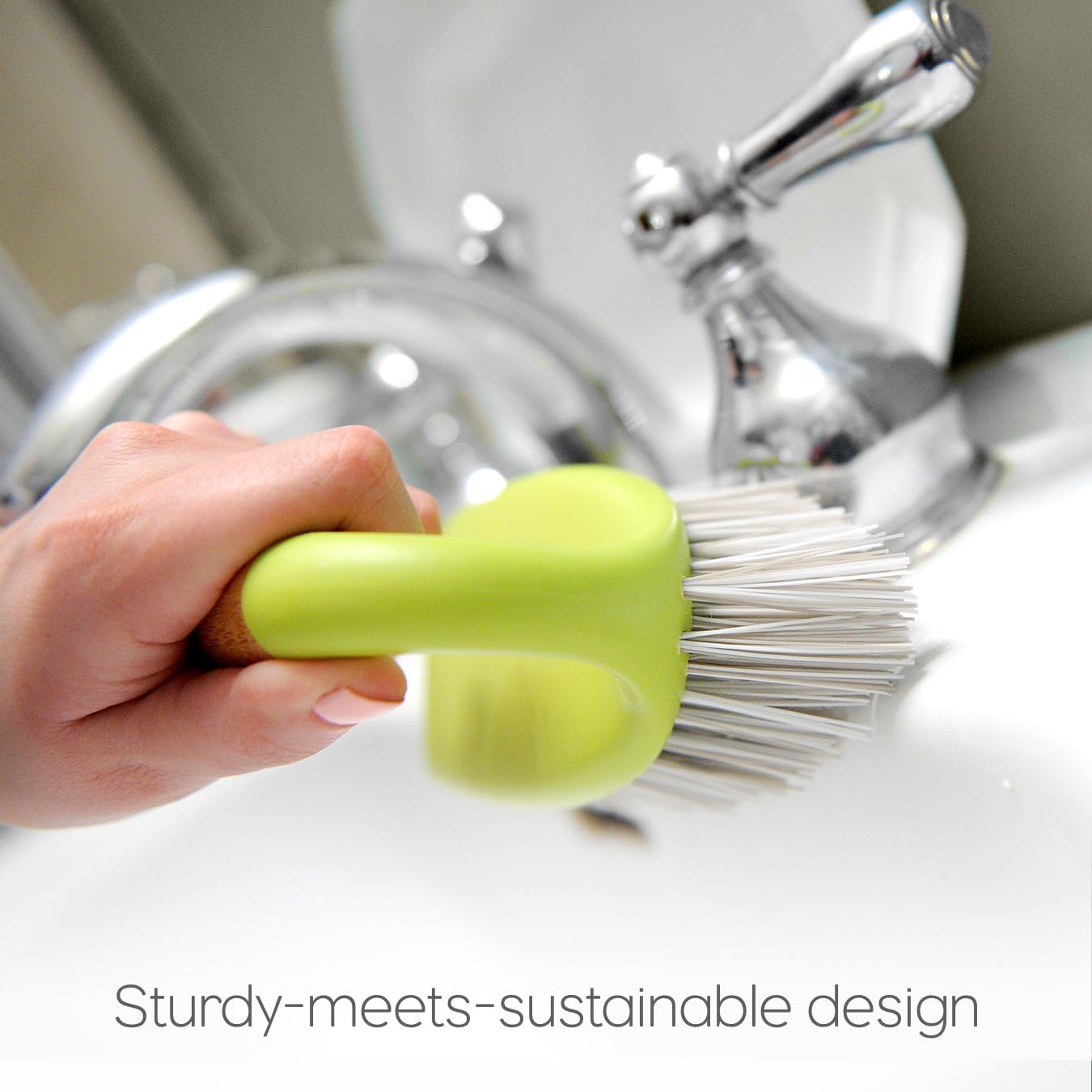 Full Circle Tough Stuff All-Purpose Scrub Brush, White 4.45" x 5.12" x 3.82"