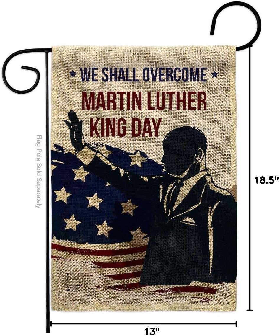 We Shall Overcome Burlap Burlap Garden Flag Black History Martin Luther King MLK Civil Right Stars United State American Small Decorative Gift Yard House Banner Double-Sided Made In USA 13 X 18.5