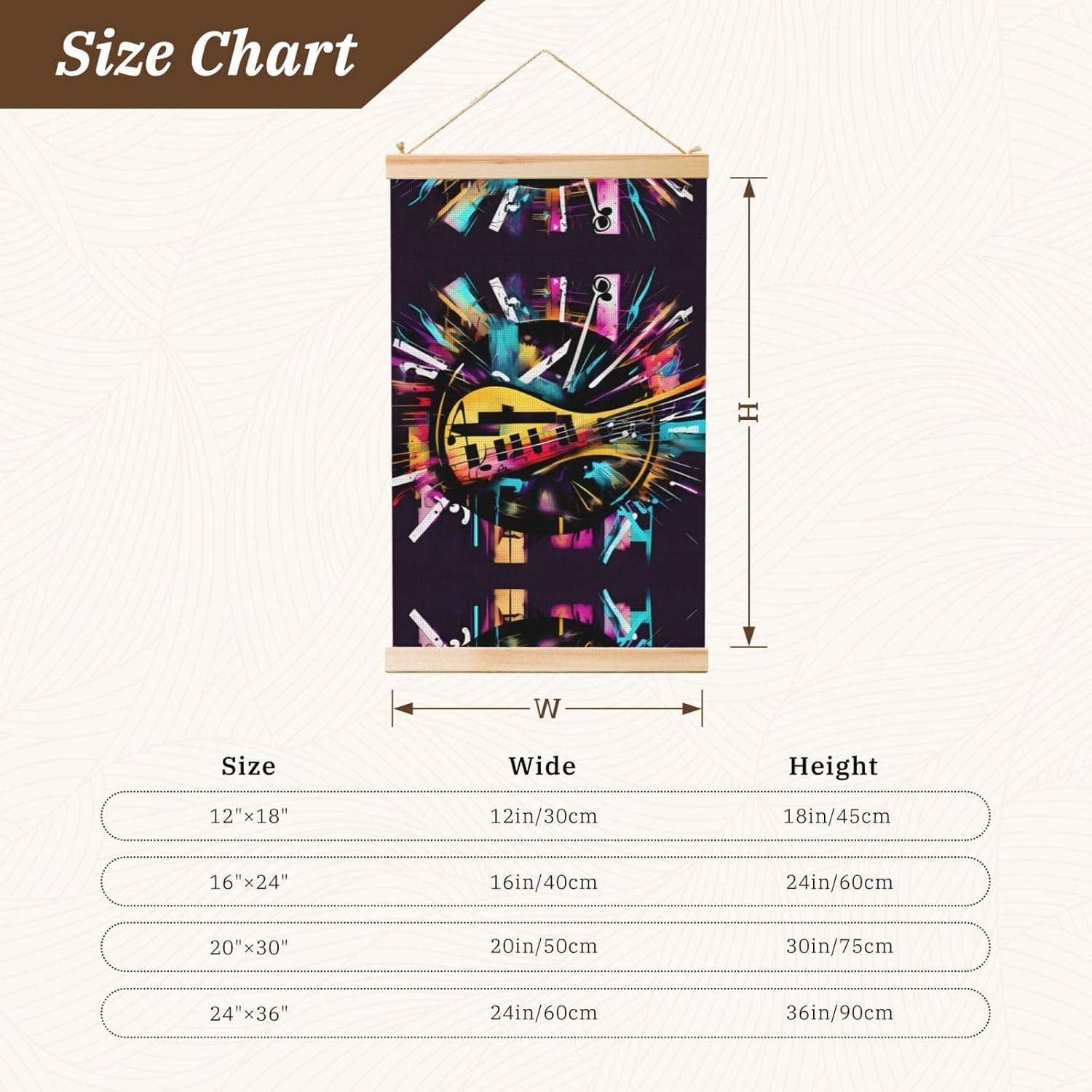 Music Graffiti Style Print Poster Hanger,Hanging Poster, Poster Frame,Wood Poster Hanger, For Wall Hanging
