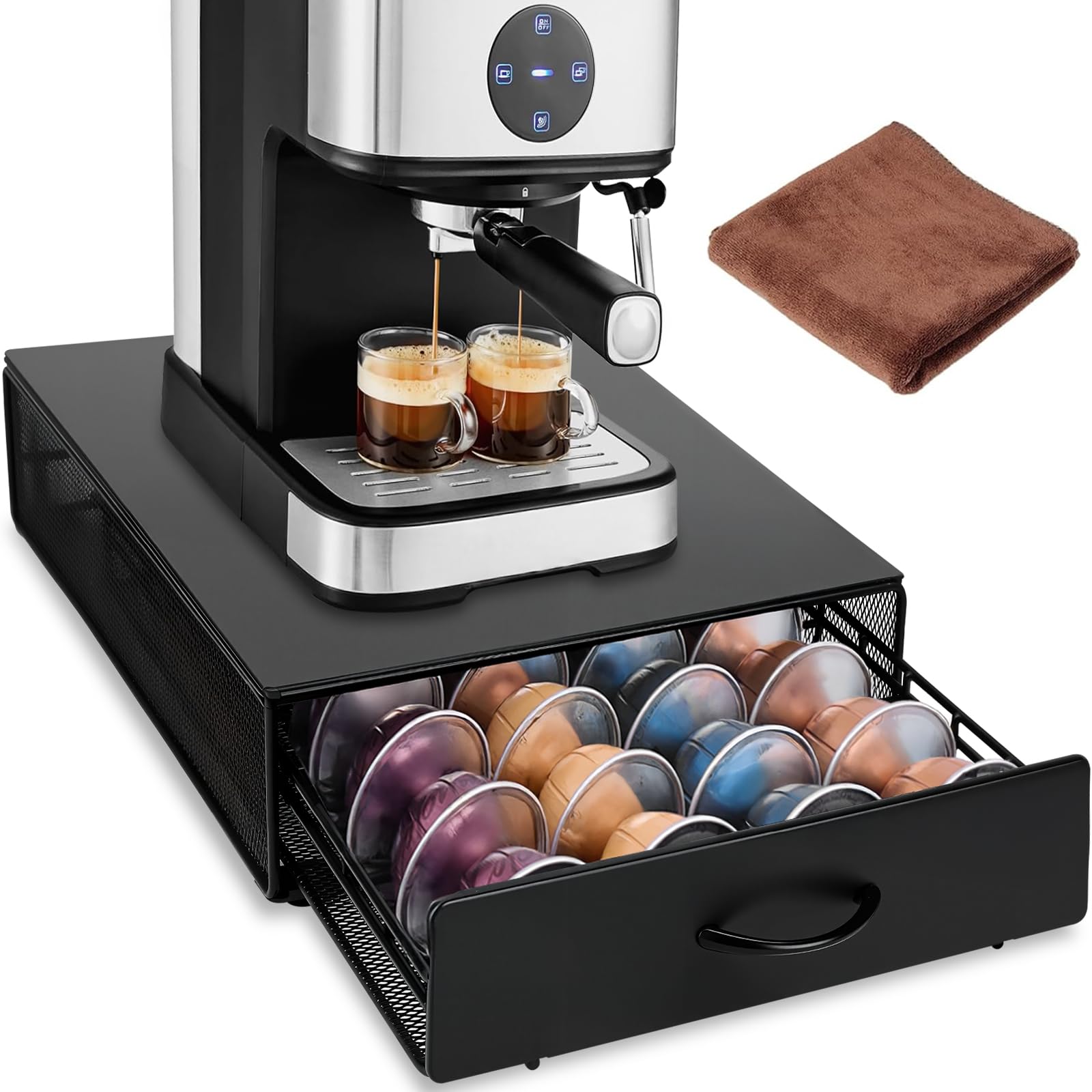 JOYBOY Cassetto Porta Cialde,Cassetto Porta Cialde Caffè,Drawer Storage Contenitore Organizer,Cassetto Porta Capsule Compatibile con Vertuoline(Capacità 40 Cialde) - 2