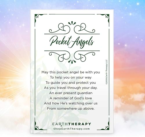 Miniatura 8 de Nuevo ángel de la guarda de bolsillo de lapislázuli azul con tarjeta de oración de serenidad, ficha de moneda de la suerte, figura de fe y paz, set