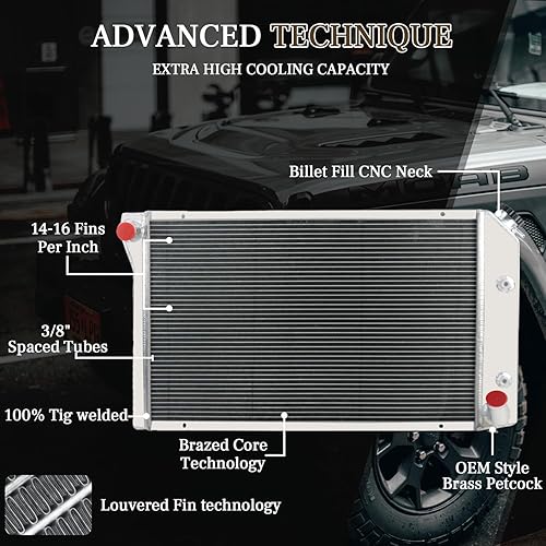 Miniatura 3 de OzCoolingParts Radiador de aluminio de 3 filas + 2 ventiladores de 12 pulgadas con cubierta + kit de cable de termostatorelé para 1977-1982 78 79 80