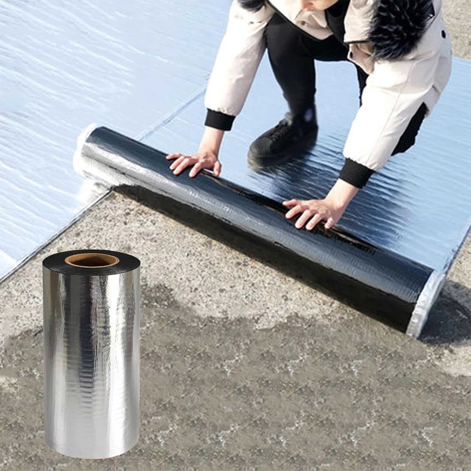 Nastro adesivo in alluminio, sigillante bituminoso impermeabile per perdite sul tetto, crepe e riparazioni di tubi, nastro resistente e durevole (5 m x 0,5 m)