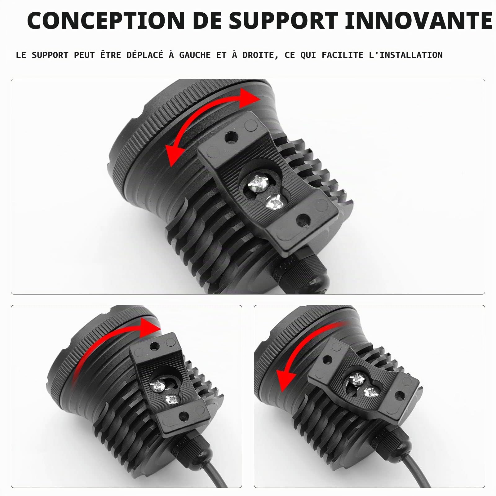 Biqing Feux de conduite de moto de 7,6 cm, super lumineux, 12 LED, feux antibrouillard, 30 W, 2000 lm, lumière auxiliaire 12 V-80 V