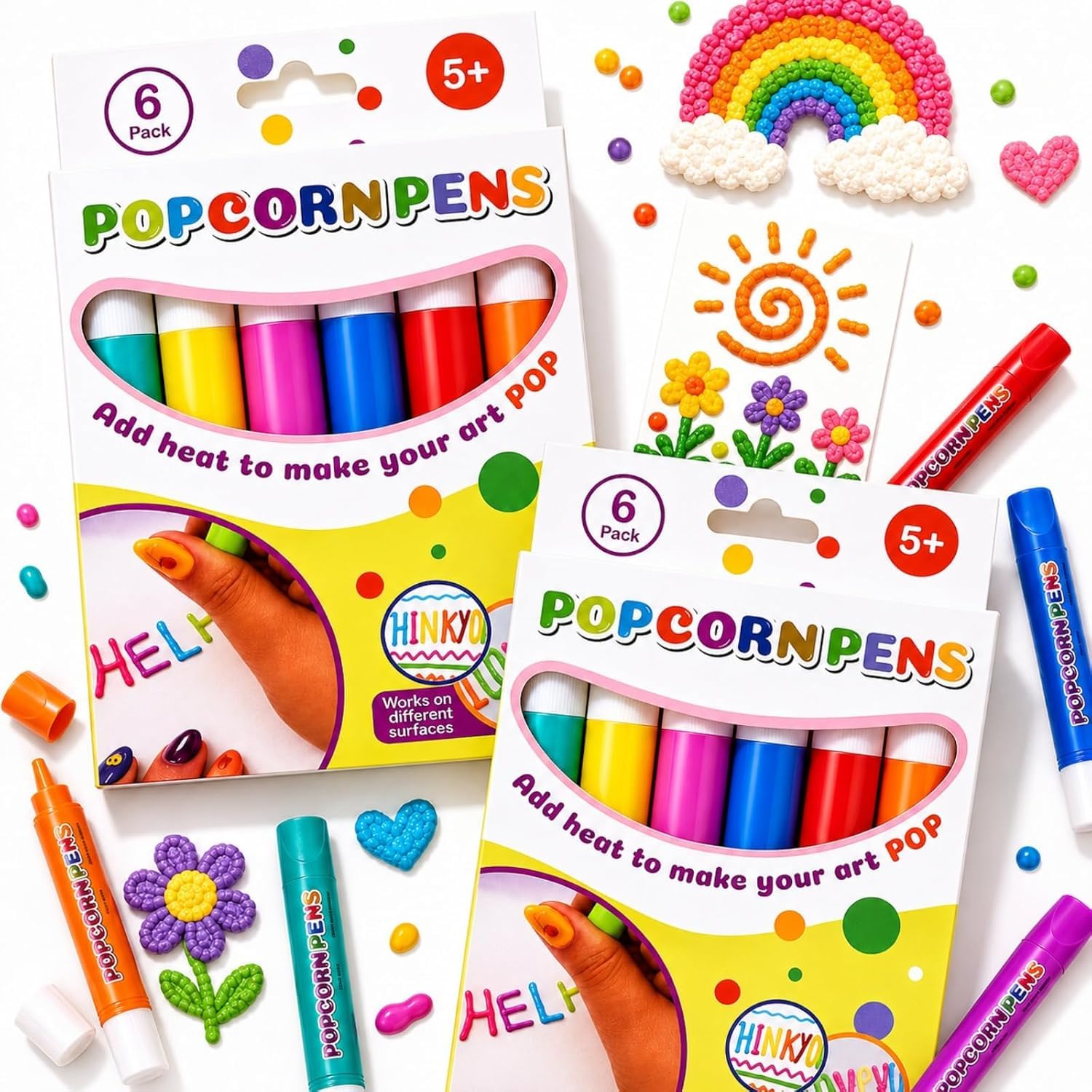 Magic Popcorn Pen, DIY Bubble Popcorn Drawing Pens, 3D Puffy Embellish Decorate Graffiti Stationery for Greeting Birthday Cards Kids Christmas