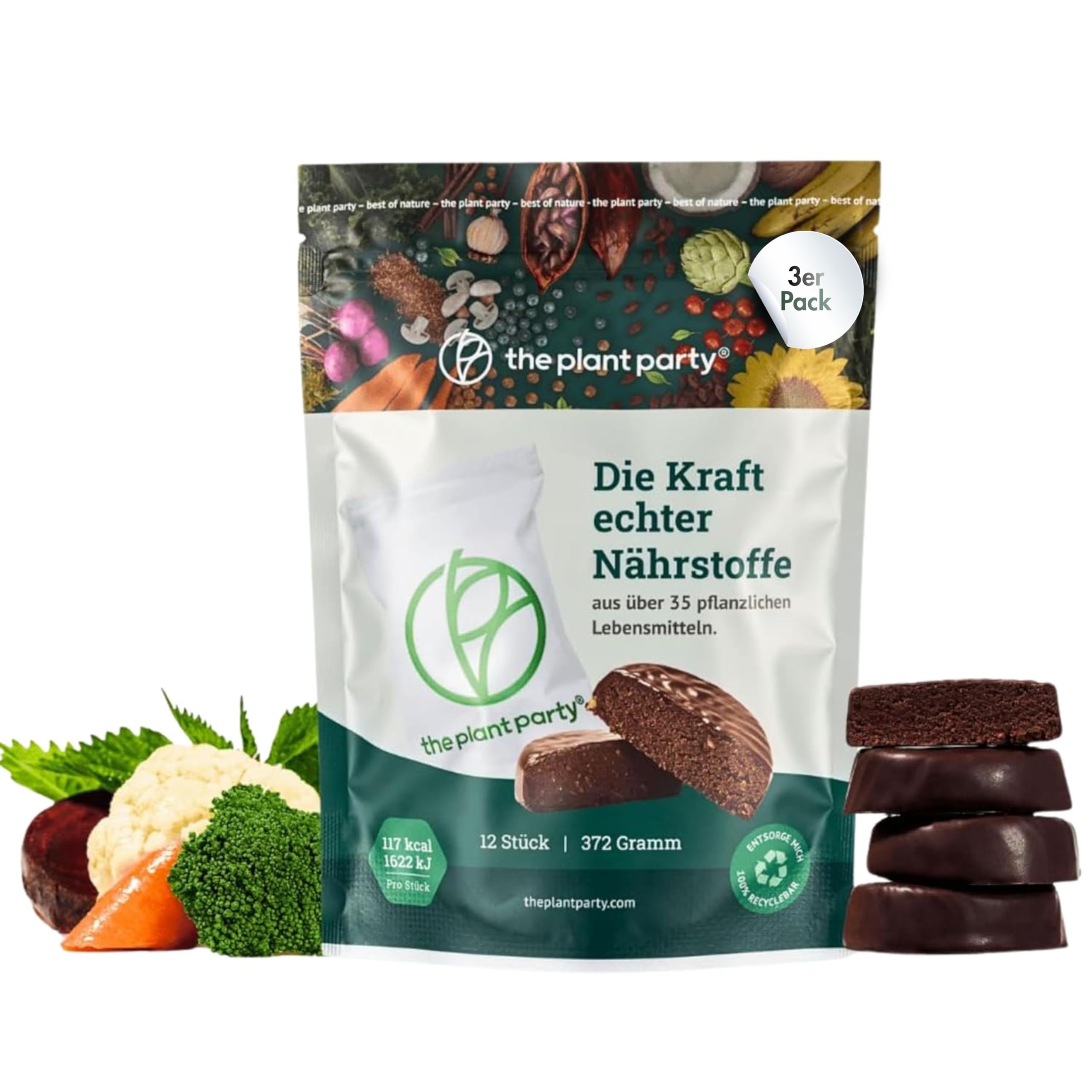 the plant party® - bioactive snack: Natürliches Multivitamin und gesunde Verdauung, 35+ echte Lebensmittel, Vitamine & Mineralstoffe, low-FODMAP Ballaststoffe, antioxidativ, glutenfrei & laktosefrei