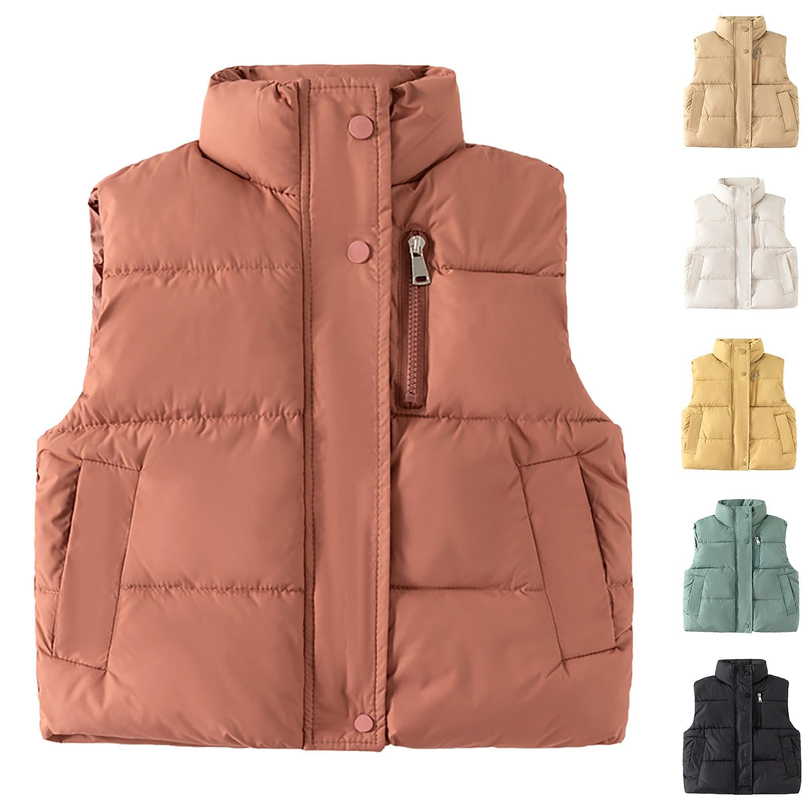 Mochila preescolar para niños de invierno, sin mangas, con cremallera gruesa, chaleco de algodón, chaqueta para bebé