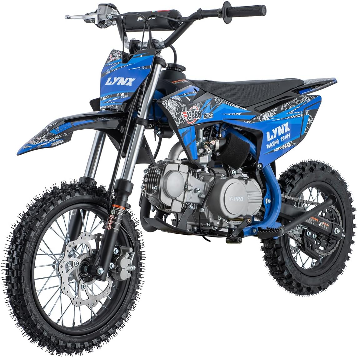 X-PRO Lynx 125cc Dirt Bike, 4-Speed Semi-Automatic Pit Bike with Zongshen 4-Stroke Engine, Kick Start Gas Dirt Bike, 14"/12" Big Wheels, Air-Cooled Off-Road Motorcycle for Youth & Adults(Blue)