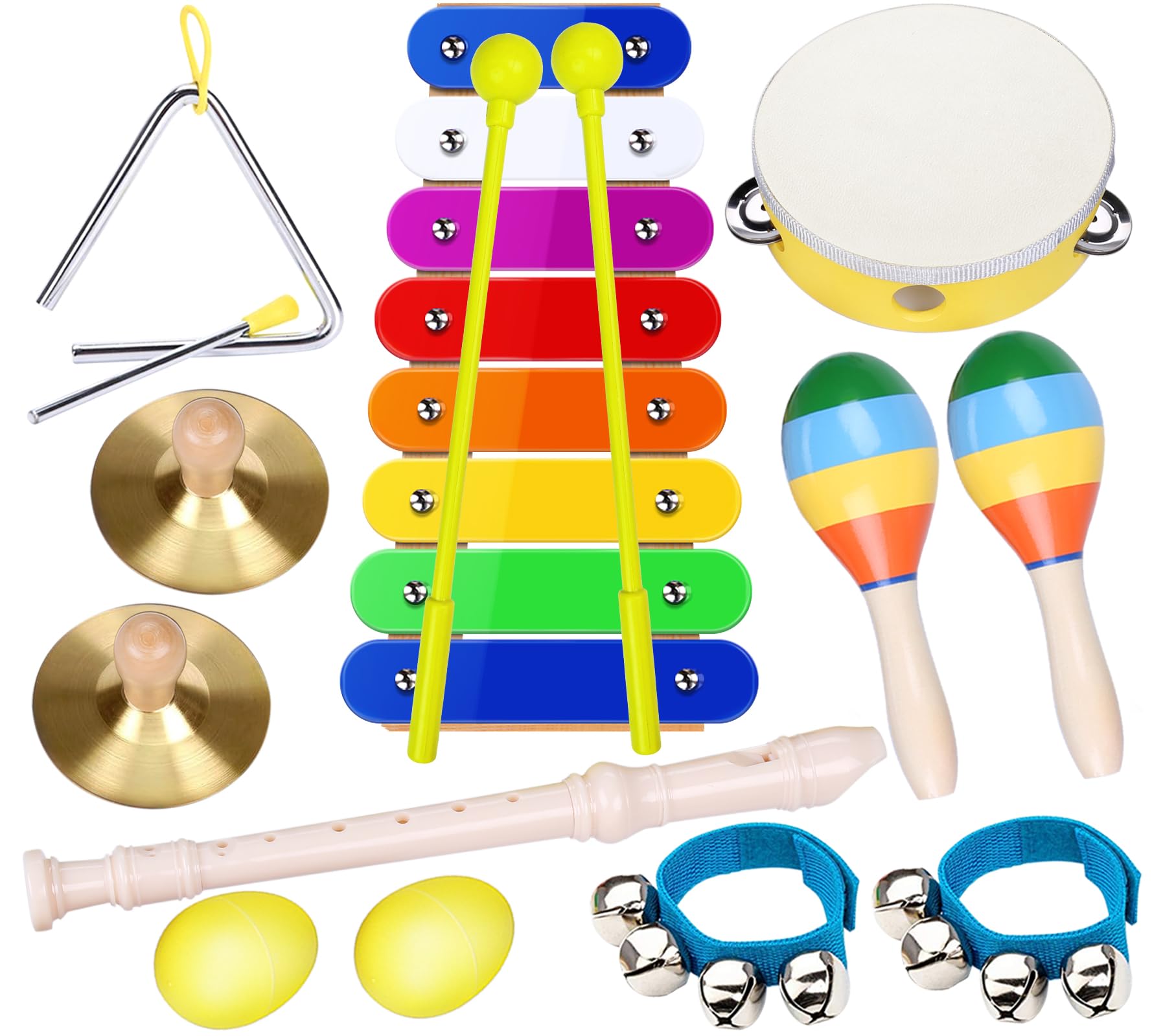 Musicali Giocattolo Strumenti Set per Bambini - Smarkids Giocattolo Musicale a Percussione per Bambini Giocattoli Educativi Prescolari che Includono Xilofono Flauto Tamburello Maracas con Borsa