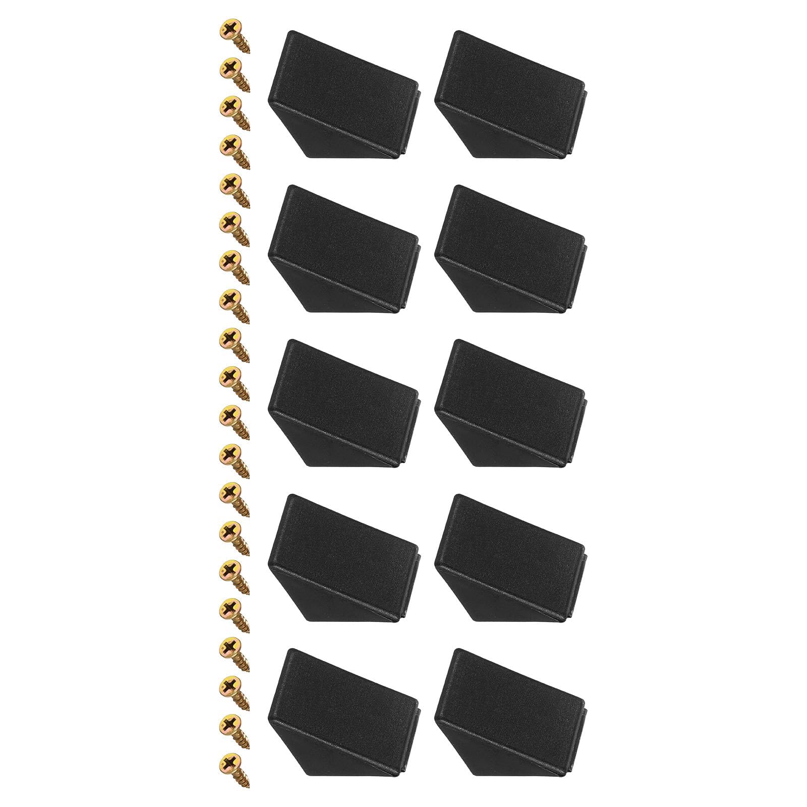 TA-VIGOR 10pcs 17x20x20mm 90 Degree Plastic Corner Braces Support with Cover Cap, ABS L Shape Right Angle Shelf Brackets with Screws for Furniture Repairing, Cabinets, Bookshelves & DIY, Black-image-13