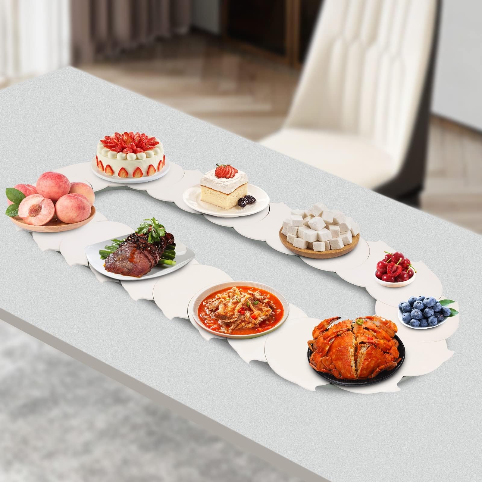 Table de salle à manger pivotante à 360° réglable avec plateau rotatif fluide