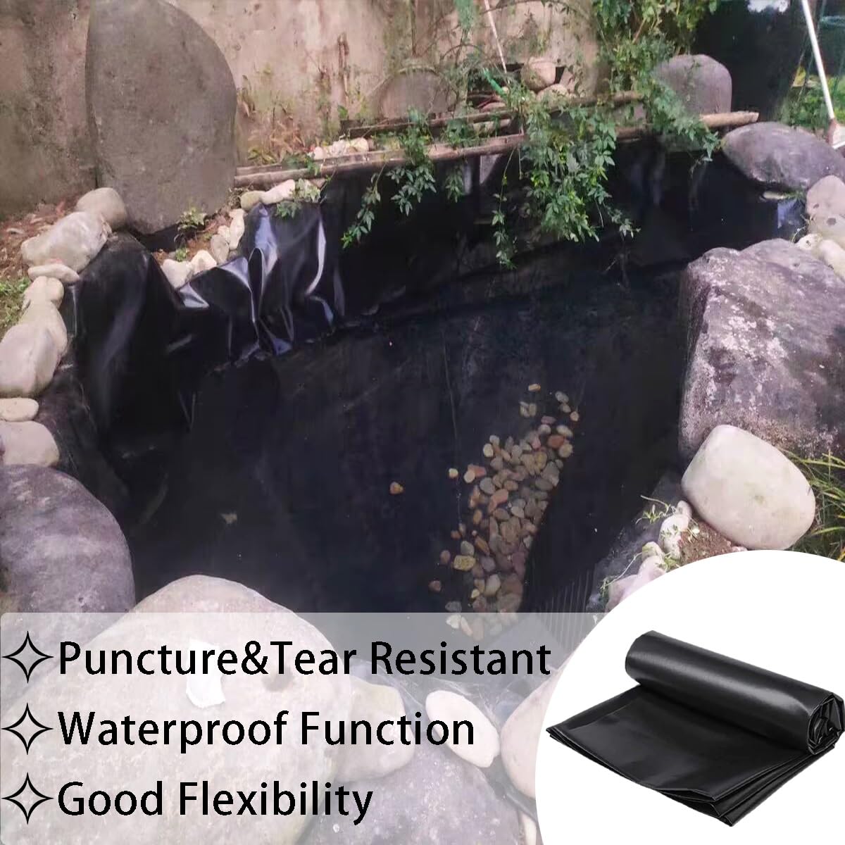 Pond Liner - Membrana de polietileno de alta densidad de 6 mm para acuicultura, cascadas y construcción, ideal para revestimiento de estanques al aire libre