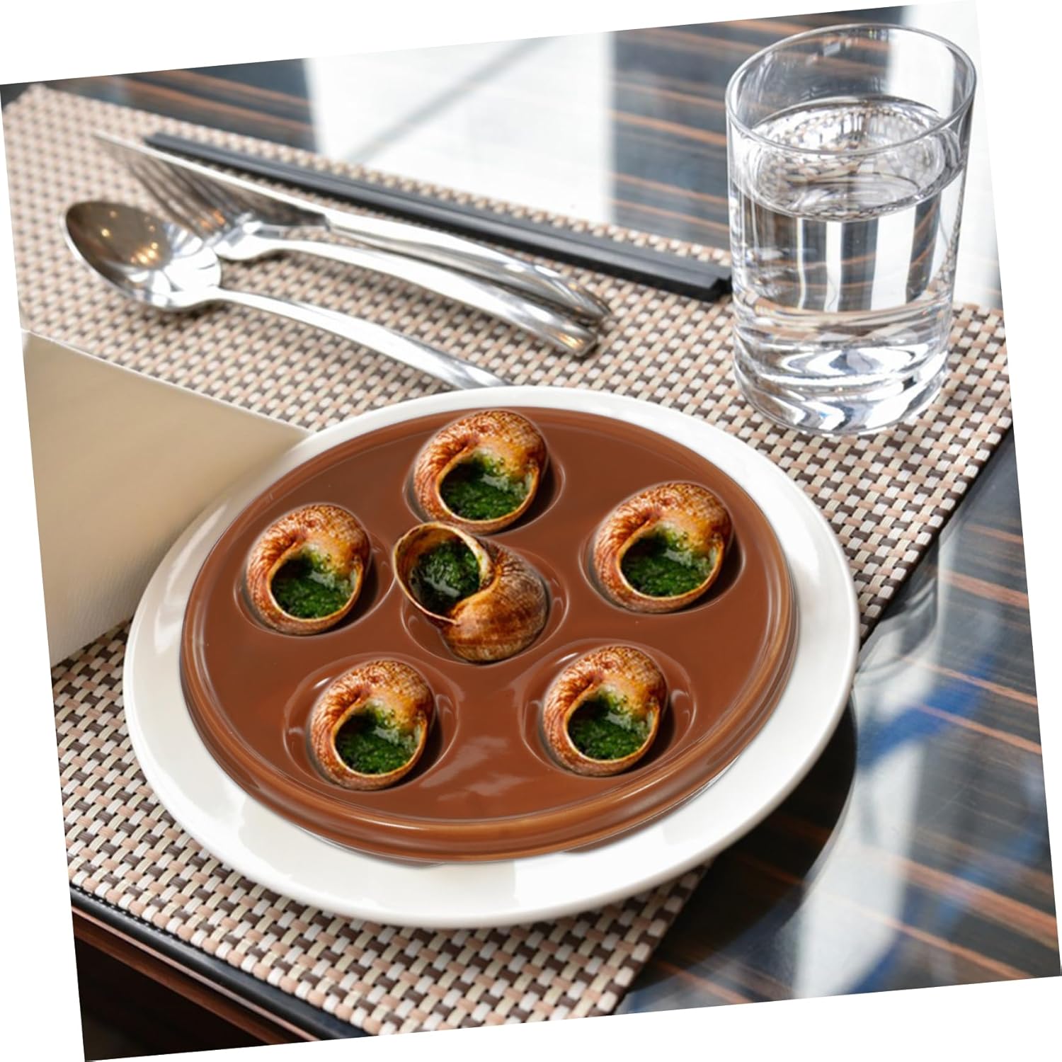2-piece Escargot Plate Set Snail Baking Dish Grill Pan for Shellfish Foods
