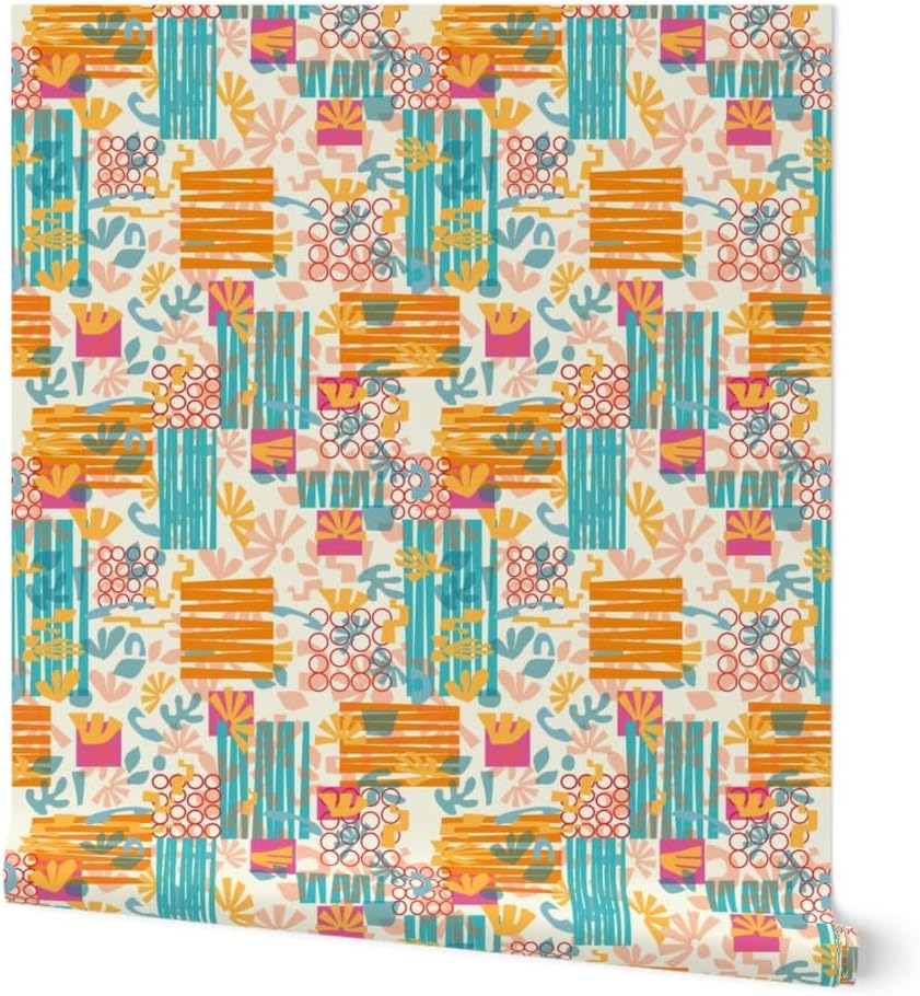 Spoonflower Bright Geometric Peel and Stick Wallpaper