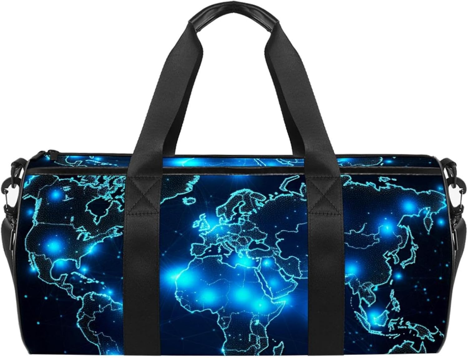 Gym Bag for Women,Small Gym Bag for Men,Abstract Stars World Map Sky,Overnight Bag