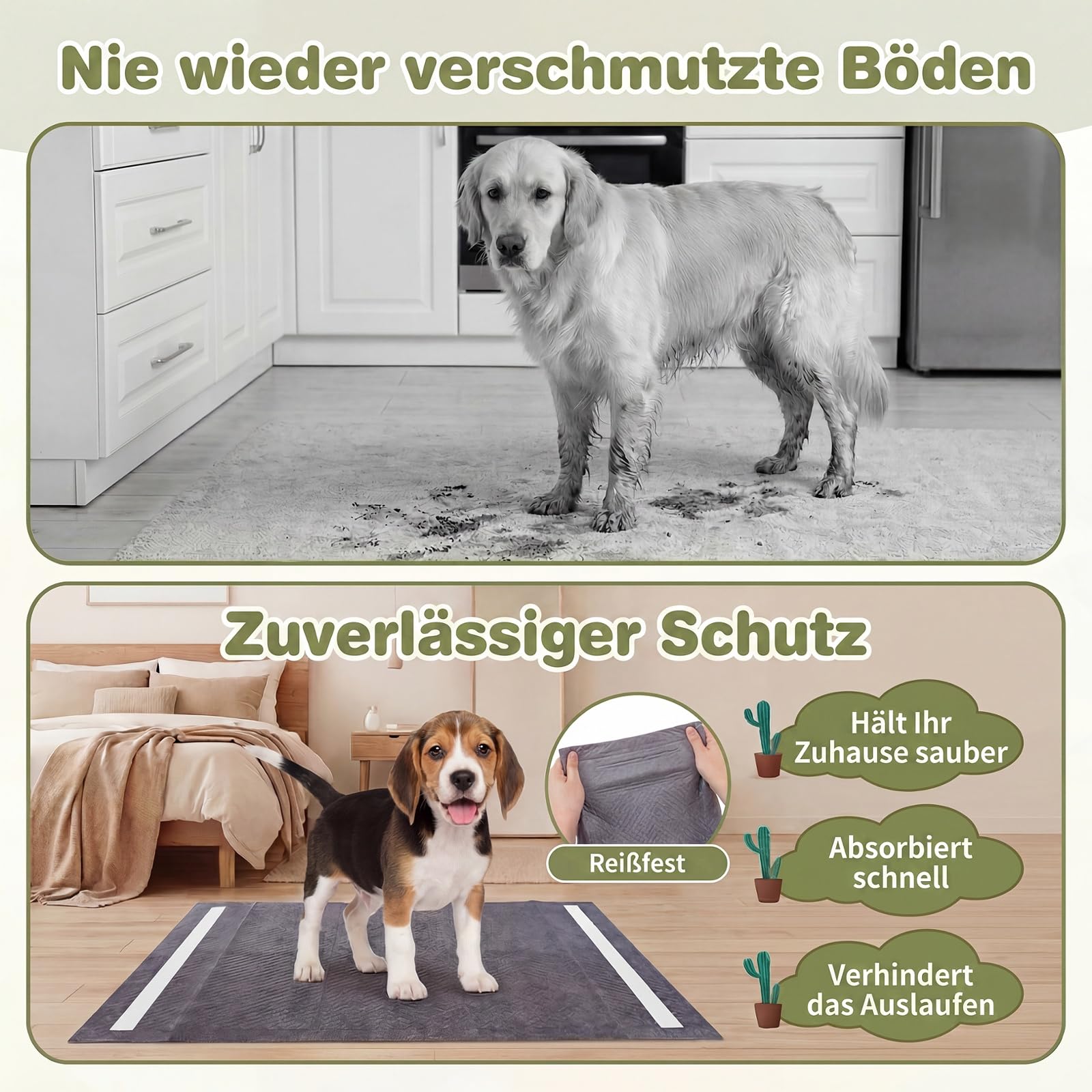 GYMAX 150 Stück Welpen Unterlagen 60 x 60 cm, PIPI Matten für Hunde mit Kohlenstoff zur Geruchskontrolle, auslaufsicheres 6-lagiges Design, Schnelltrocknende Puppy Pads