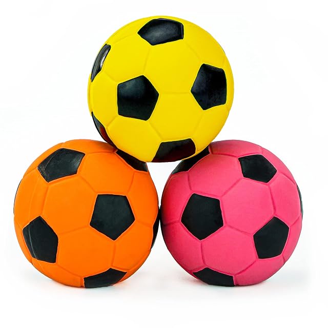 Foto 3 de 8 de Chiwava 3 Piezas 7 cm Squeak Pelotas Juguetes para Perros Latex Juguete en Forma de Pequeño Fútbol para Perro…