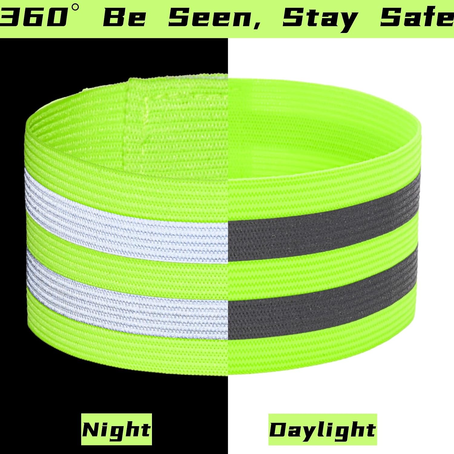 Tlence 50 Pack Reflective Bands, High Visibility Safety Reflector Armband, Security Tape Strip Bracelets, Cycling Warning Fluorescent Sash, Night Walking Cycling Gear for Wrist Arm Ankle Leg image 3