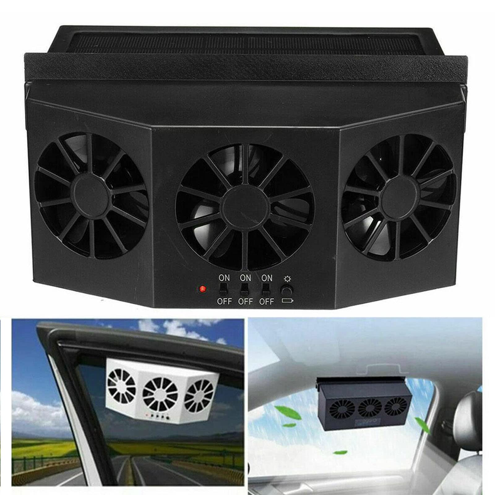 Buy 2022 Sixth Generation Solar Powered Car Exhaust Fan, 3 Cooler Car