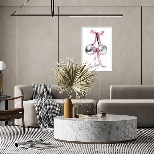 Miniatura 4 de Arte de pared de lazo rosa de moda, pósteres de lona retro de cereza, bola de discoteca de coqueta, cinta femenina de moda, decoración de pared para