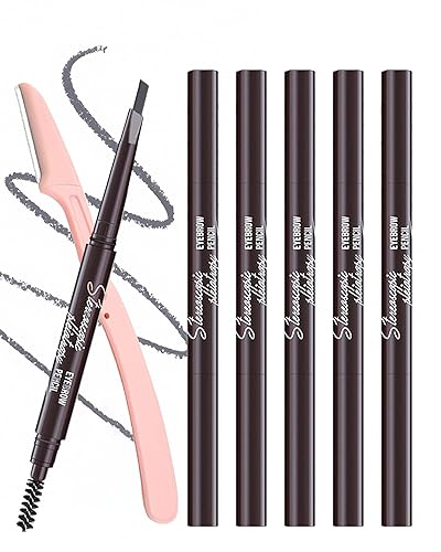 Miniatura 9 de Berinist Juego de 12 lápices de cejas marrón claro, lápiz retráctil para cejas con cepillo para cejas, lápiz profesional para moldear y rellenar