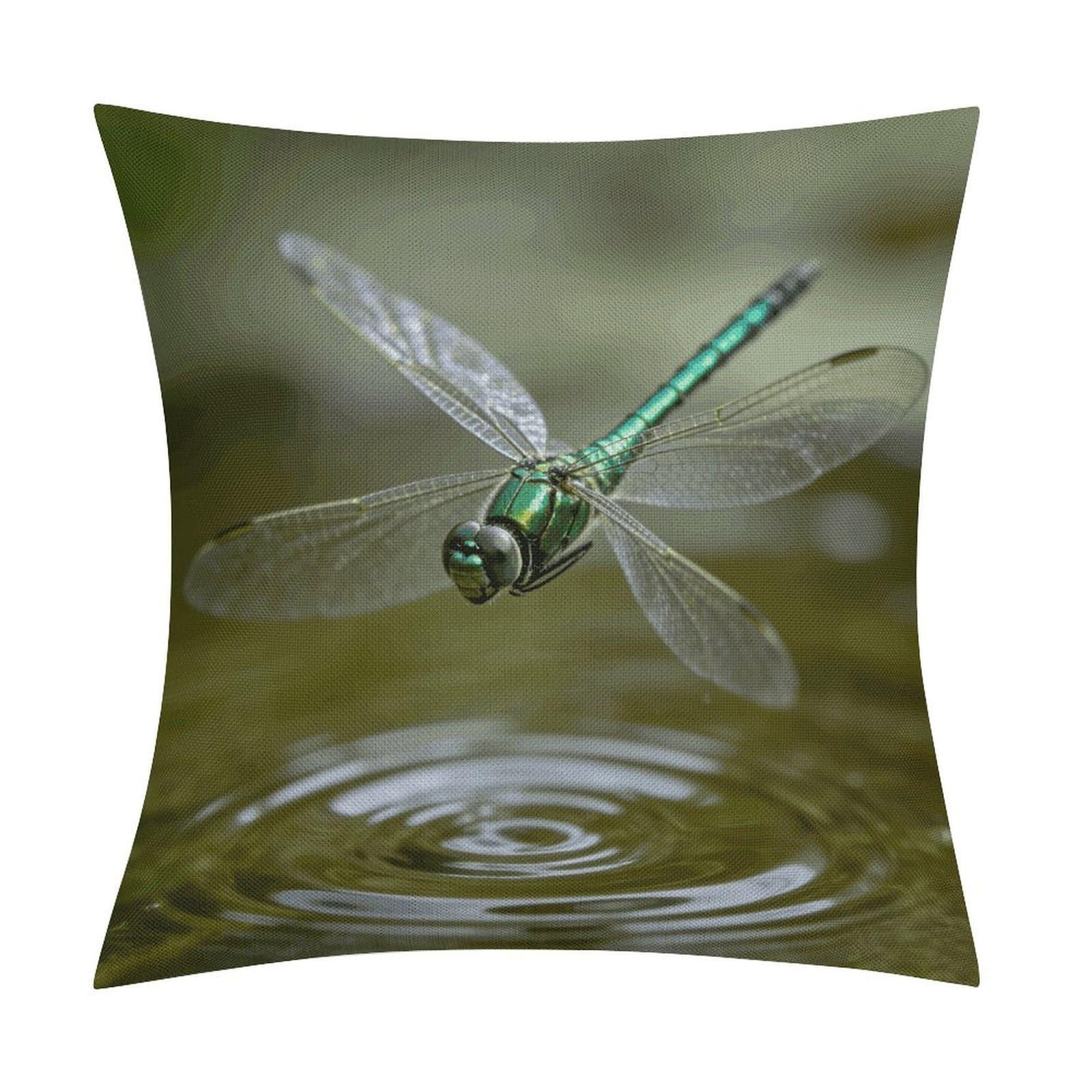 LZQPOEAS Insect Throw Pillow Covers, Waterproof Faux Linen Pillow Cases with Invisible Zipper, Decorative Square Cushion Covers for Sofa Couch Living Room Bedroom 18x18 Inch