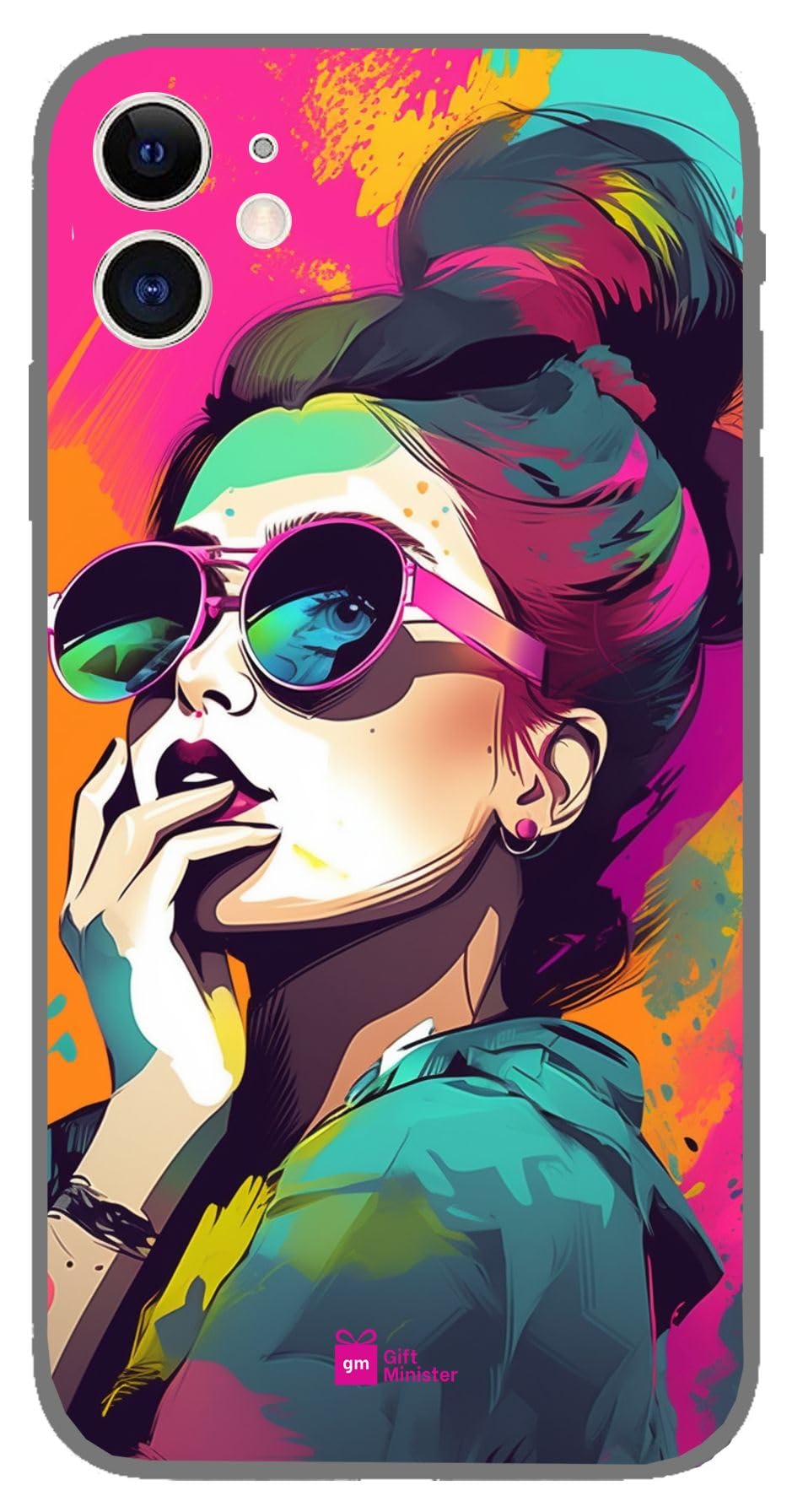 Gift Minister Silicone Designer Cover for Apple iPhone 11 Sea Greenback - Women Sunglasses Shades Smoking Weed Masks Totems Comic Art Summer Cool Bright Colors Mobile Combination Vivid 1Pcs 1699D