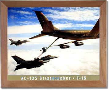 F16 Stratotanker Jet Airplane Wall Picture Honey Framed Art Print