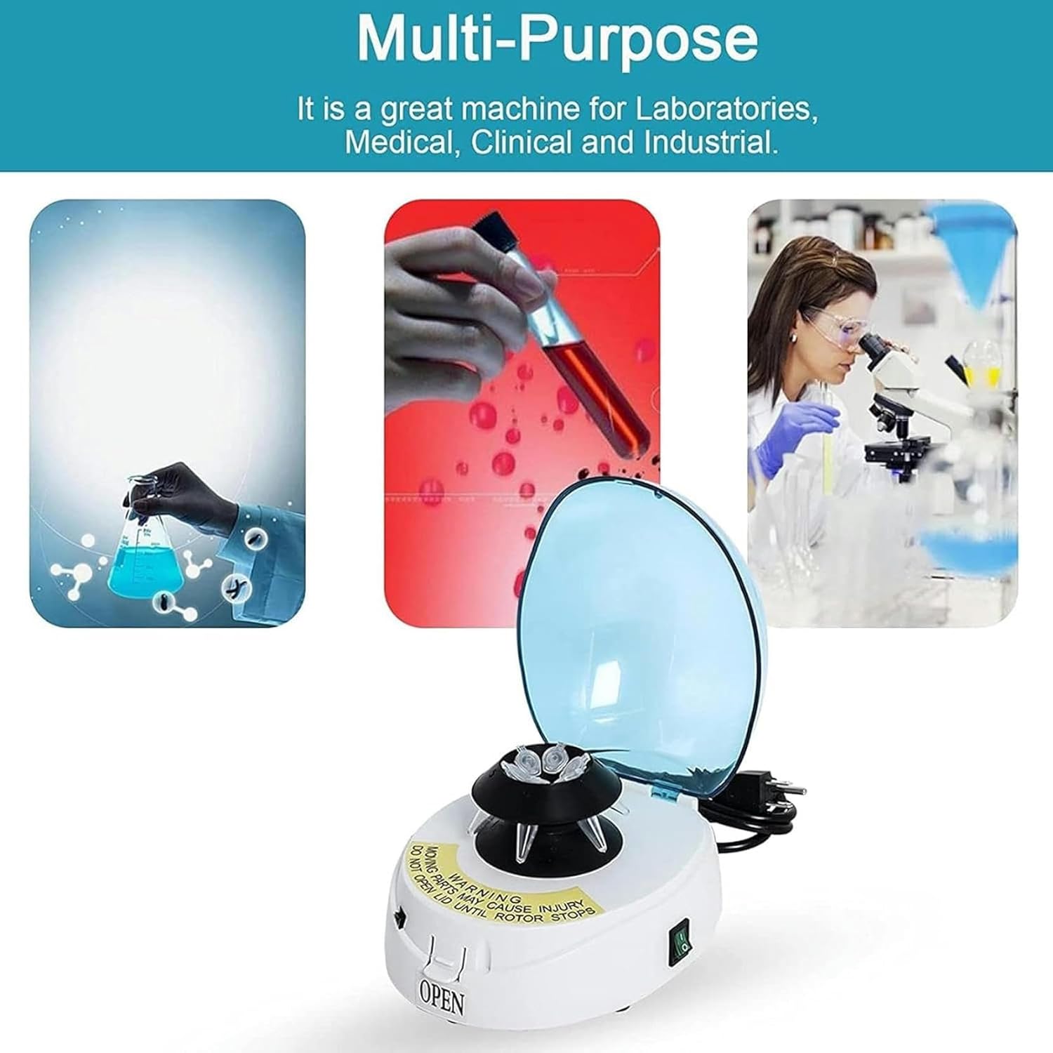 FLTRGO Electrical Centrifugal Machine, Laboratory Table Center, Portable Mini Desktop-Centrifugugen Laboratory, for 2 Ml/1.5 Ml/0.5 Ml/0.2 Ml Centrifugue Tube