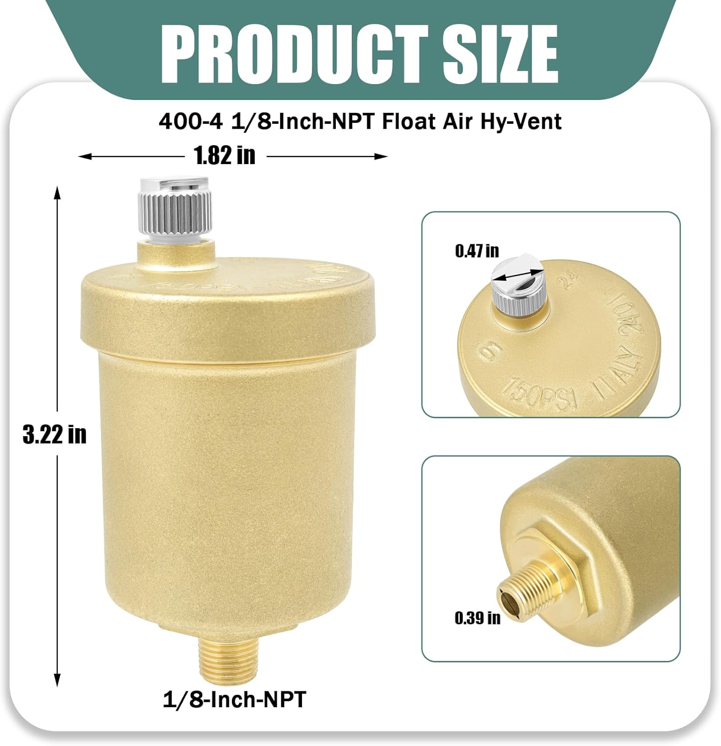 Boiler Air Vent, 400-4 1/8-Inch-NPT Float Air Hy-Vent, Automatic Air Vent Valve Suitable for Most Boilers