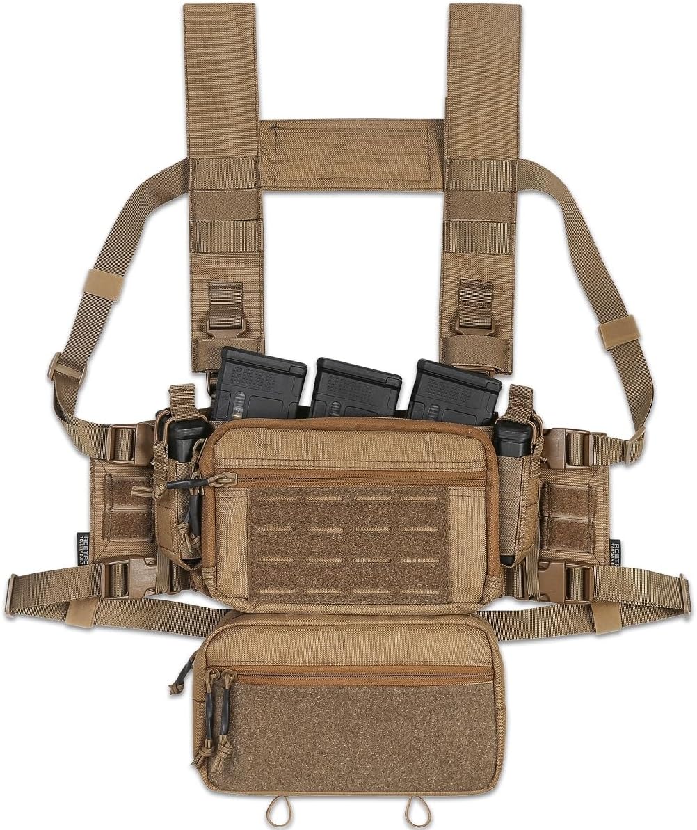 ACE TAC S.O.P. Tactical Chest Rig with 5.56/7.62 & Pistol Magazine Pouch Holders, Wing & Molle Dangler Pouches