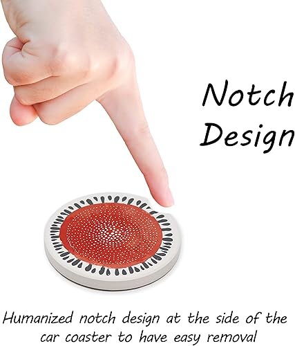 Vista 6 de AD Juego de 6 posavasos redondos absorbentes de cerámica con muesca de dedo para una fácil extracción, base de corcho para accesorios de portavasos