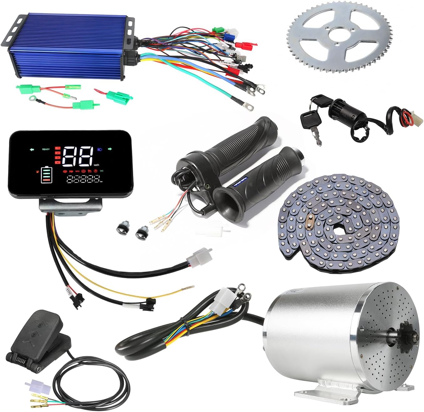 36v-84v Electric Controller & Chain Sprocket & 72v 3000w Electric Brushless Motor & Multifunction Display Meter for Mini Dirt Pit Bike, Mini Electric Car, DIY Go Kart, ATV Quad, Buggy