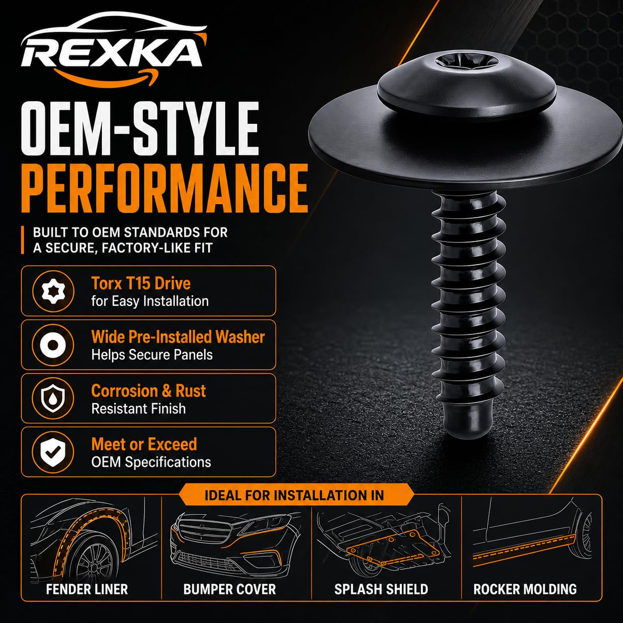Rexka Lot de 20 vis 11548270 compatibles avec GM Chevrolet Camaro Colorado Cruze Equinox Impala Malibu Traverse Cadillac ATS CT6 CTS XT5 XTS