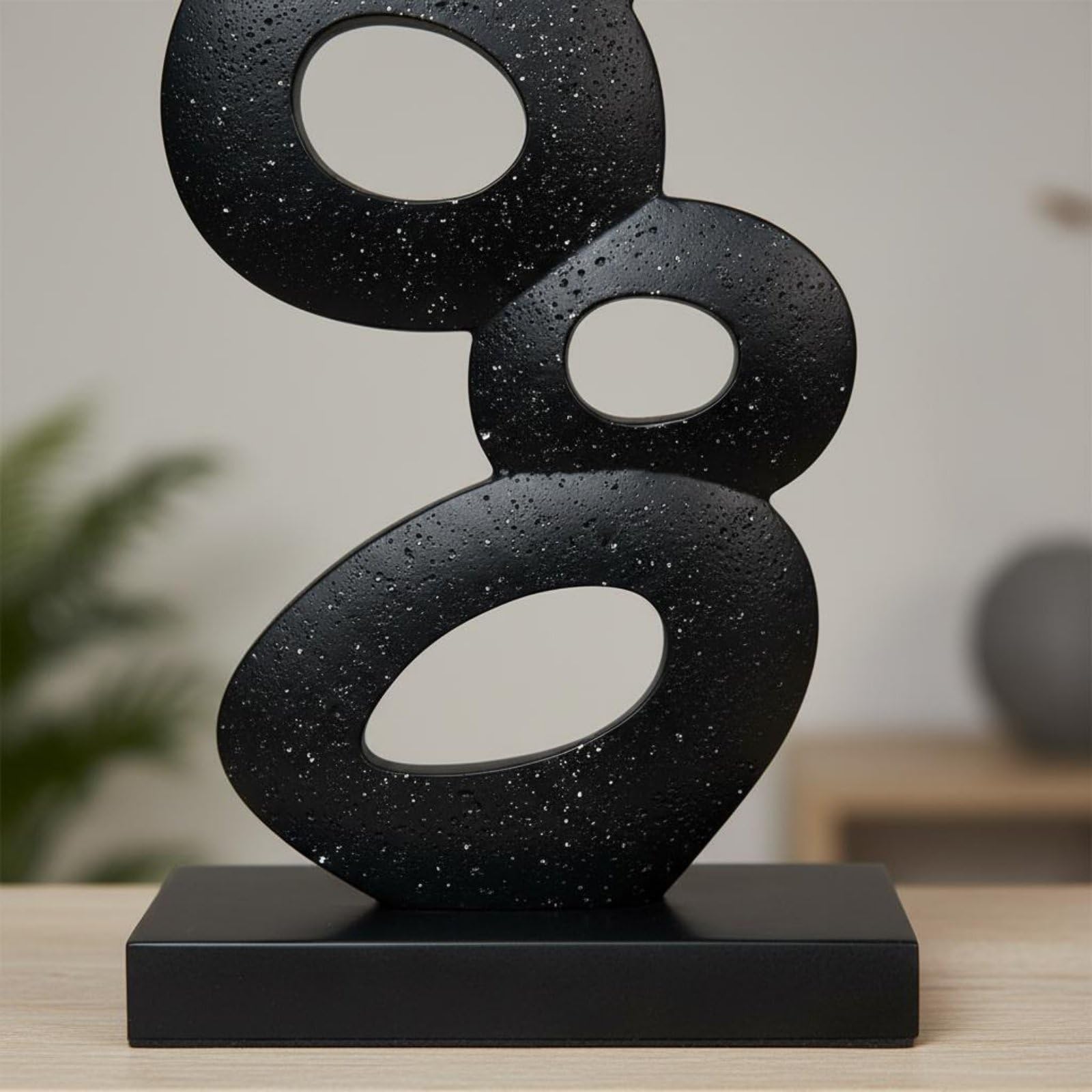 Geometrische Stekulptur Minimalistisch Abstrakte Formenlehre-Dekofigur Modernes Design Dekoskulptur für Wohnzimmer, Schlafzimmer, Arbeitszimmer, Schwarz