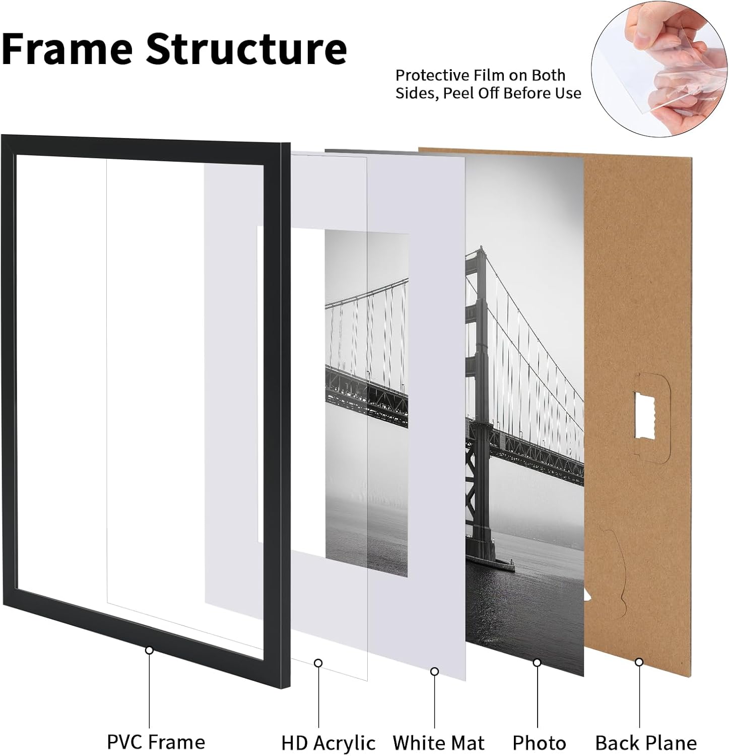 CRUGLA 8x10 Picture Frame Set of 11, Display Pictures 5x7 with Mat or 8x10 Without, Multi Photo Frames Bulk, Wall and Tabletop Display, Black