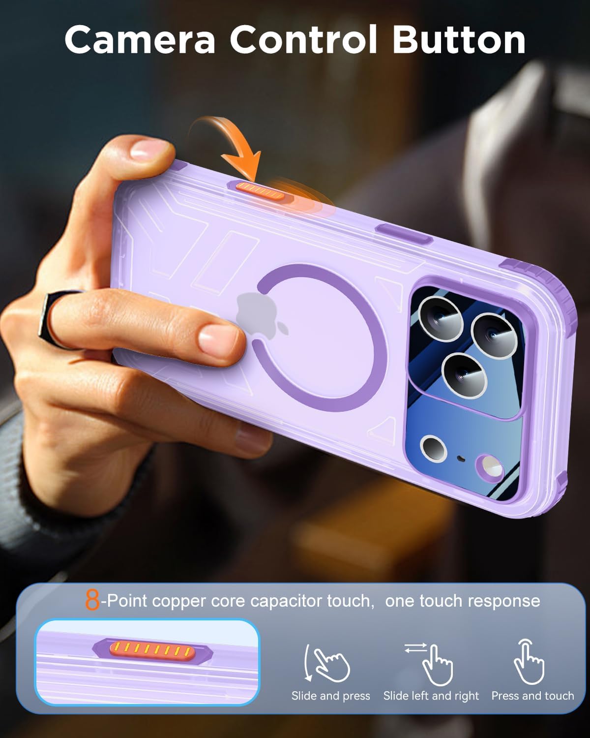 for iPhone 17 Pro Waterproof Case with Magsafe, Built-in [Privacy Screen Protector] [Lanyard], IP68 Water Proof Full Body Dustproof Anti-Spy Frosted Protective Phone Cover, 6.3" Purple