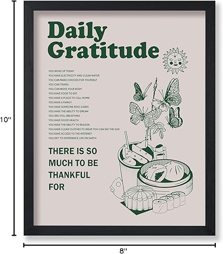 Miniatura 7 de Poster Master Póster de gratitud diaria, impresión motivacional, arte de mariposa, arte de citas positivas, regalo para hombres y mujeres,