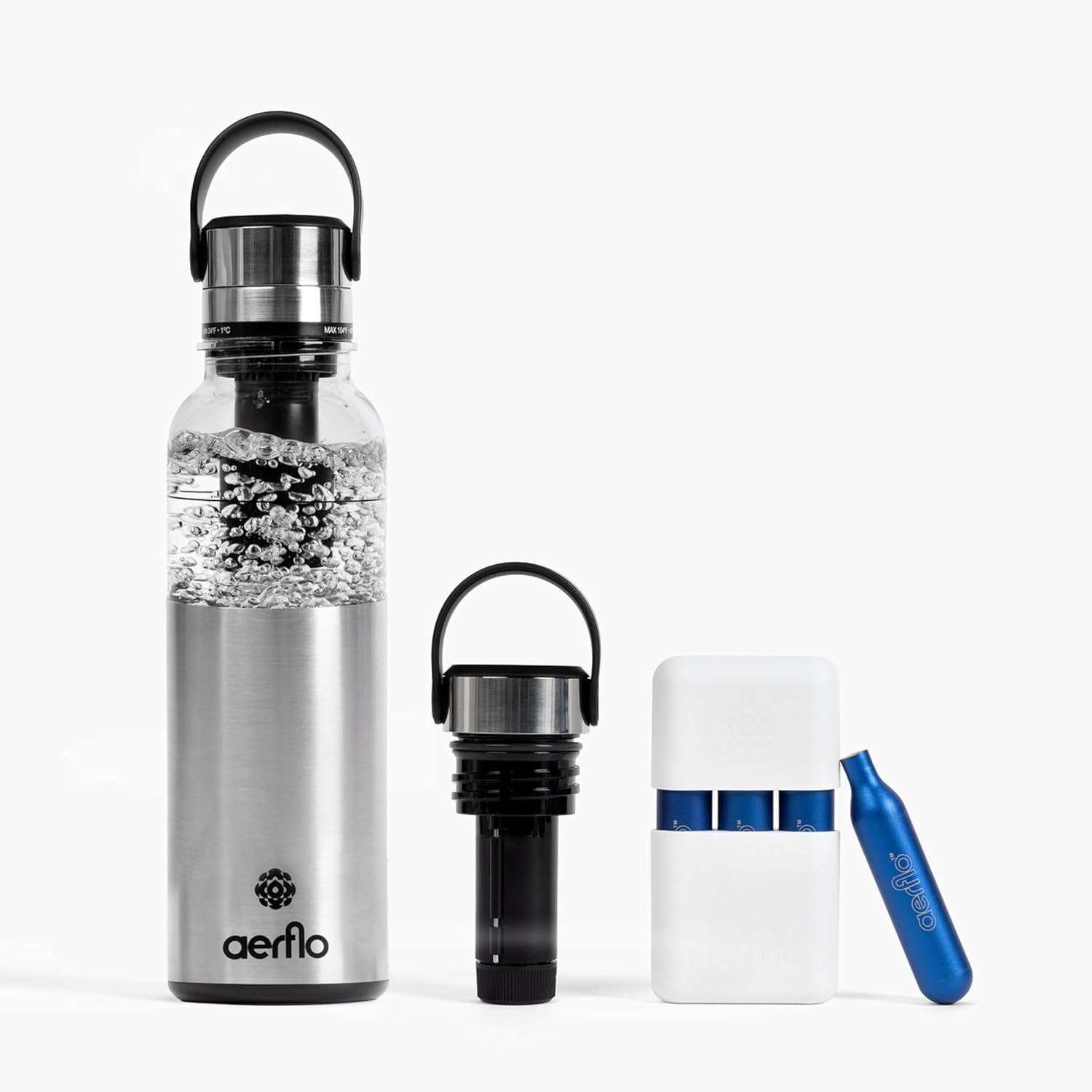 Portable Soda Maker - Sparkling Water Maker with 17 oz Bottle | On-Bottle Carbonator | Stainless Steel & Tritan | Refillable CO2 Capsules