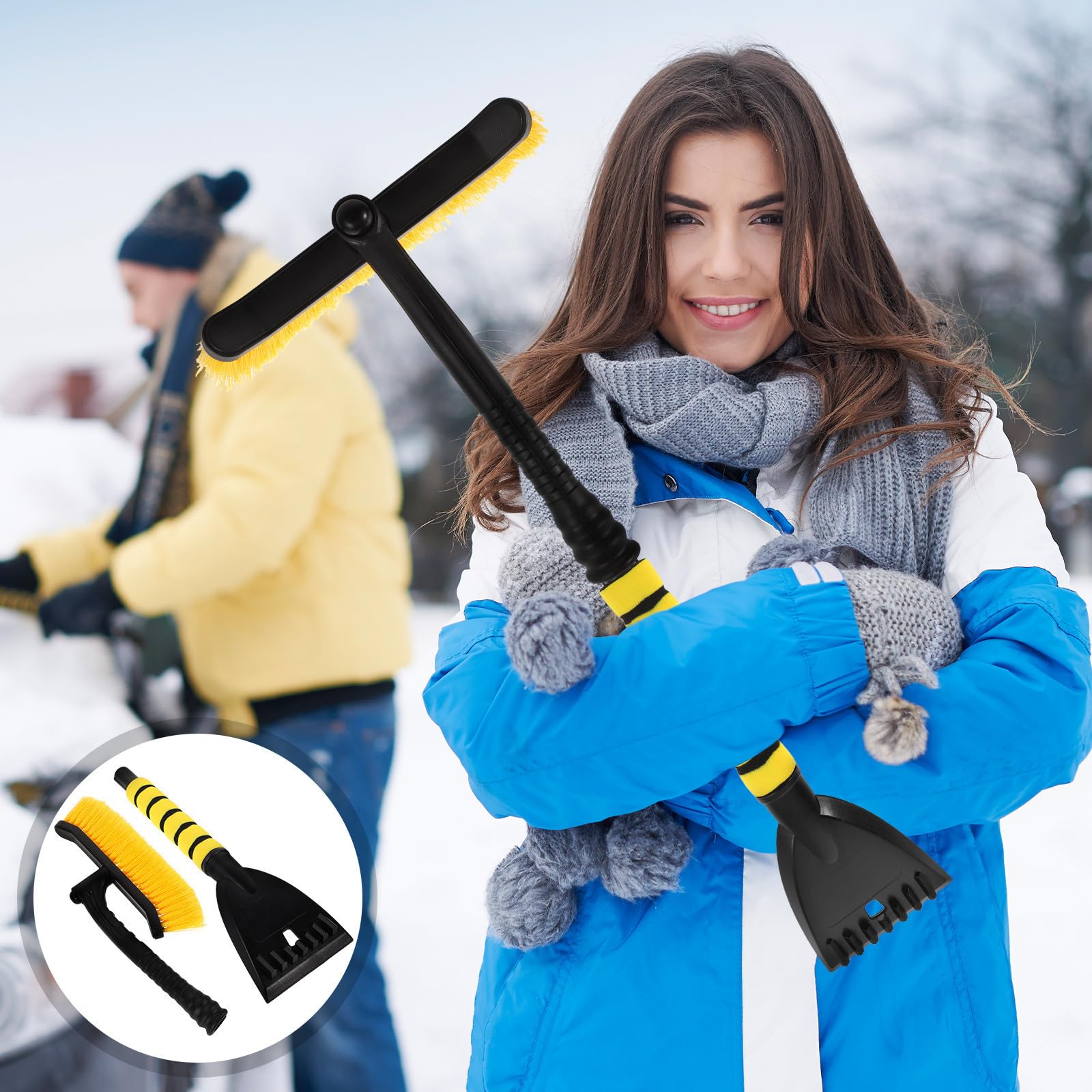 DOITOOL 5 Stück Abnehmbarer Autoschneeschieber mit Effizienter Schneeräumung Schneebesen aus Abs und Eva für Winterfahrten Praktischer Eiskratzer mit Einfachem Zusammenbau