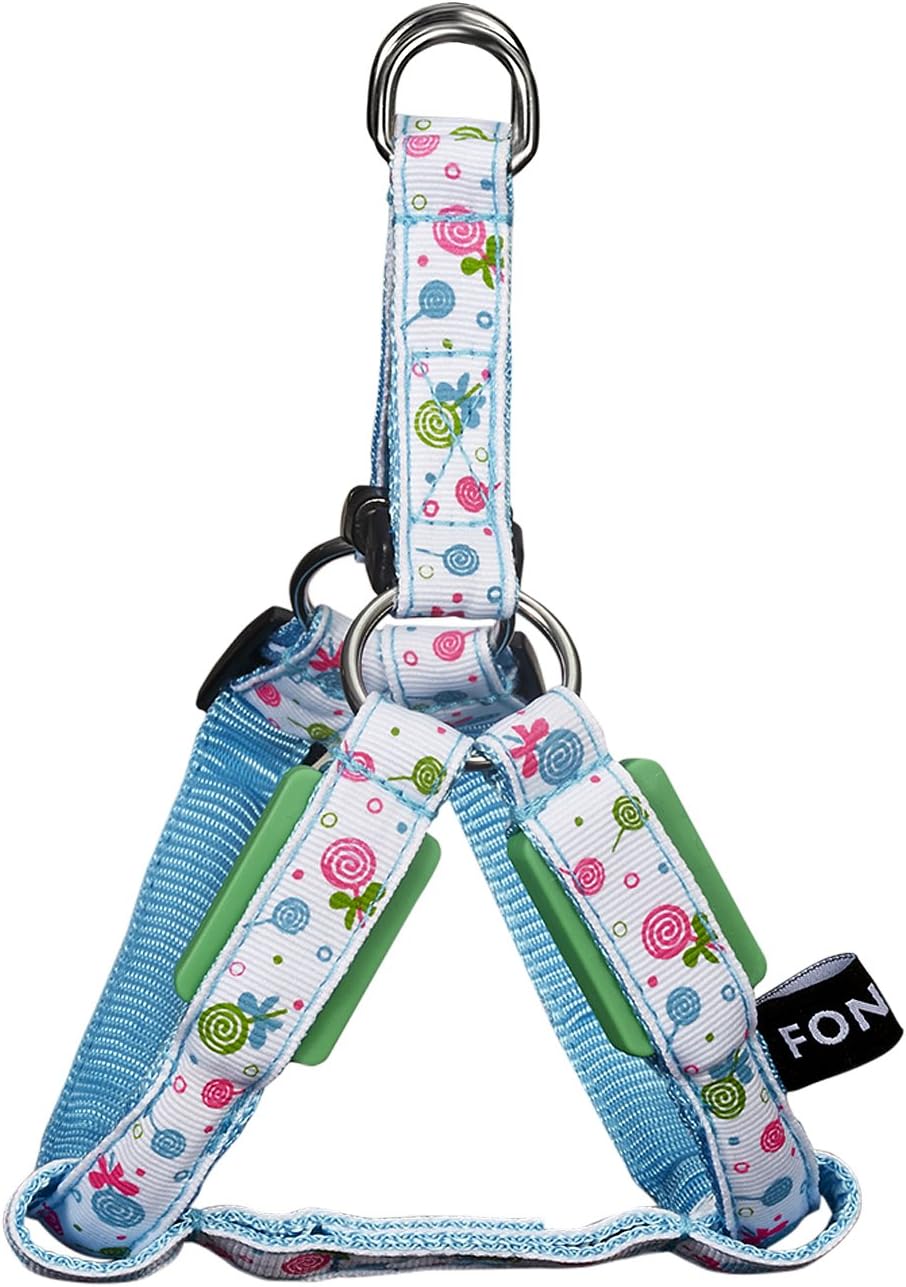 FONPOO FP3605 LED Light Dog Harness Adjustable Lightweight Weatherproof High Visibility Cute Lollipops Print