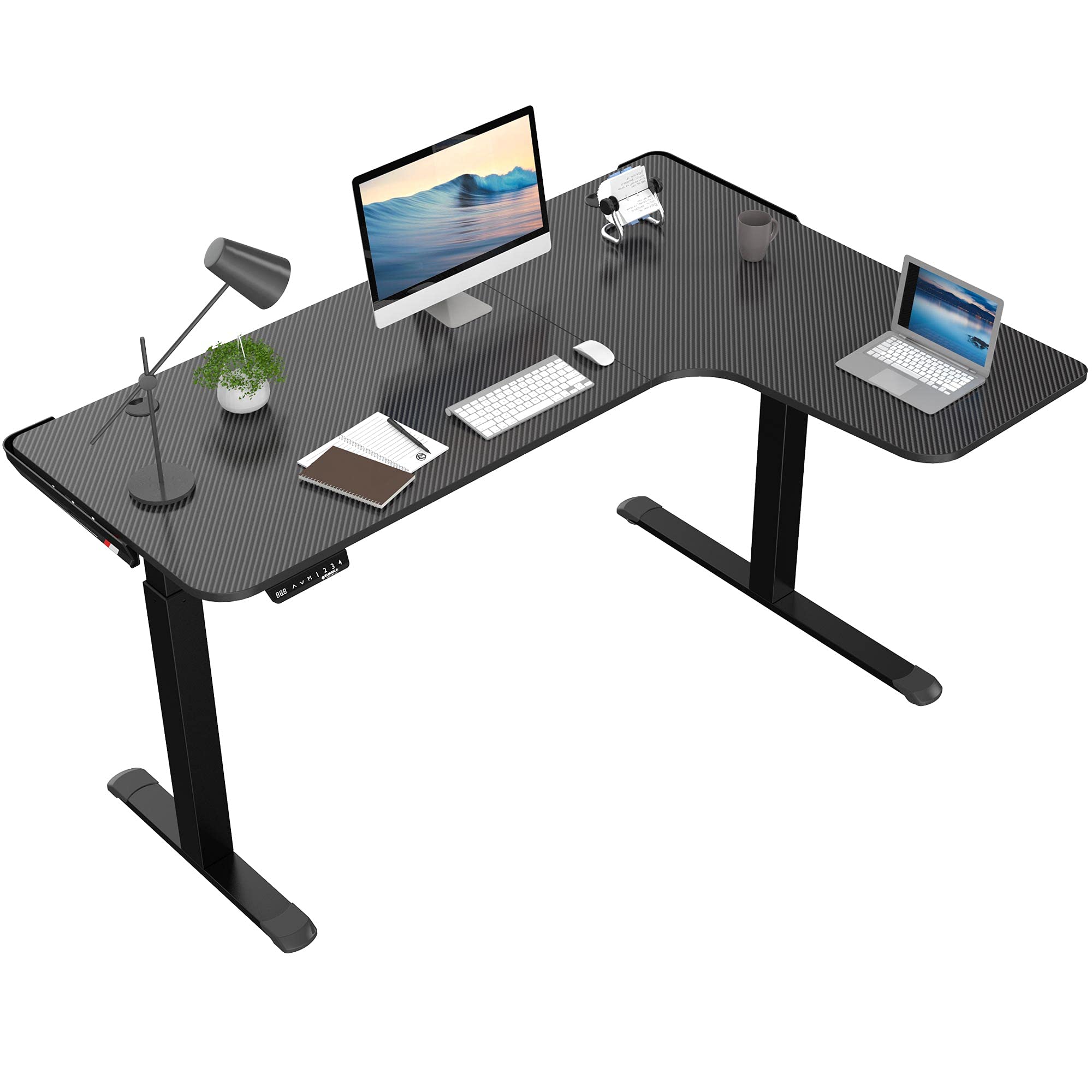 Buy DESIGNA 61 Inches L Shaped Standing Desk, Electric Height