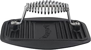 Jim Beam Stainless Steel Cast Iron Meat Press, Pre Seasoned for Delicious Meat, Steak, Beef and Patty, Heavy Duty Construction