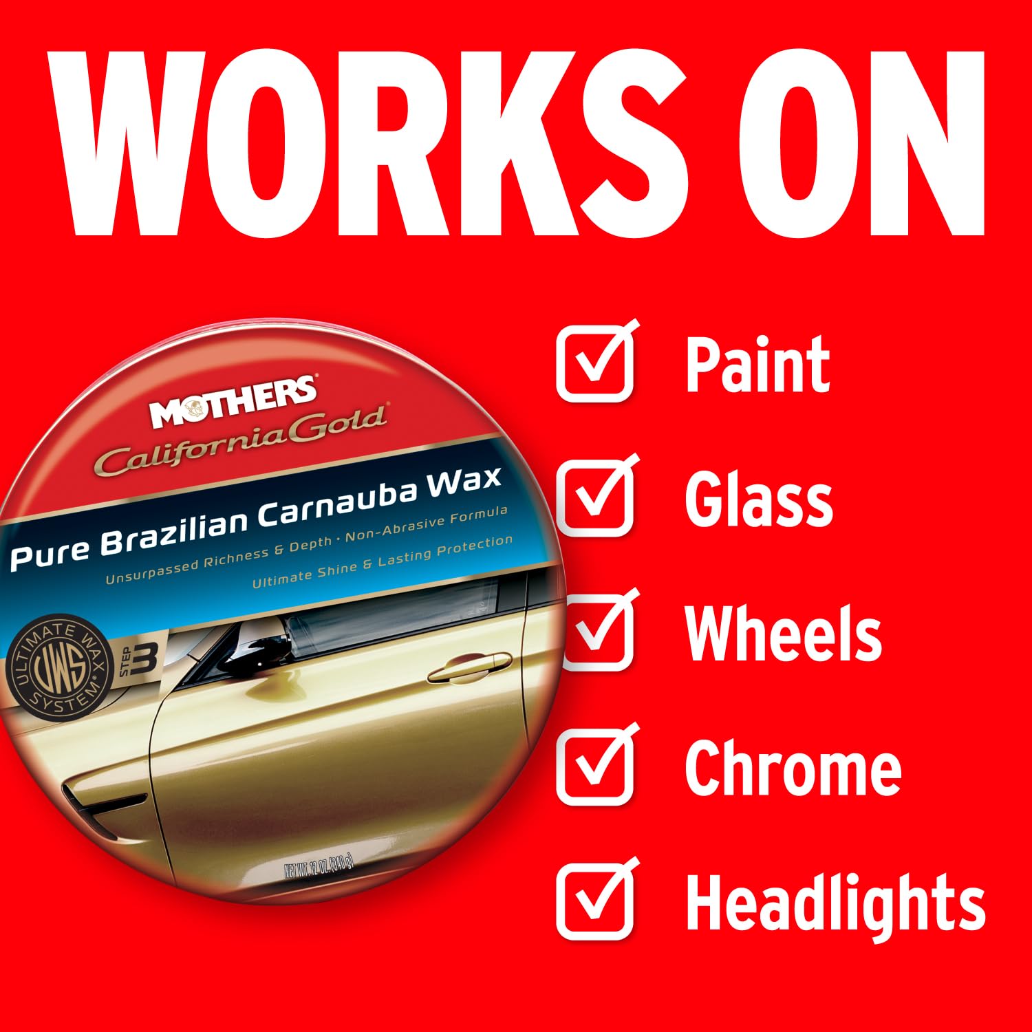 MOTHERS 05550 California Gold Pure Brazilian Carnauba Wax Autowachs Paste, Anzahl 1