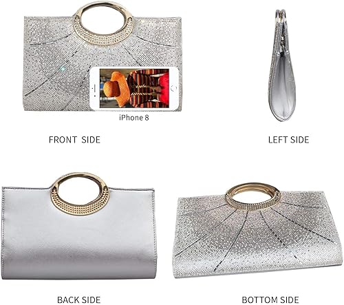 Miniatura 4 de GESU Bolsos de mano para mujer bolso de noche con diamantes de imitación bolsos de boda fiesta de cóctel bolsos de mano Negro, Fuchsia, Oro, Rojo,