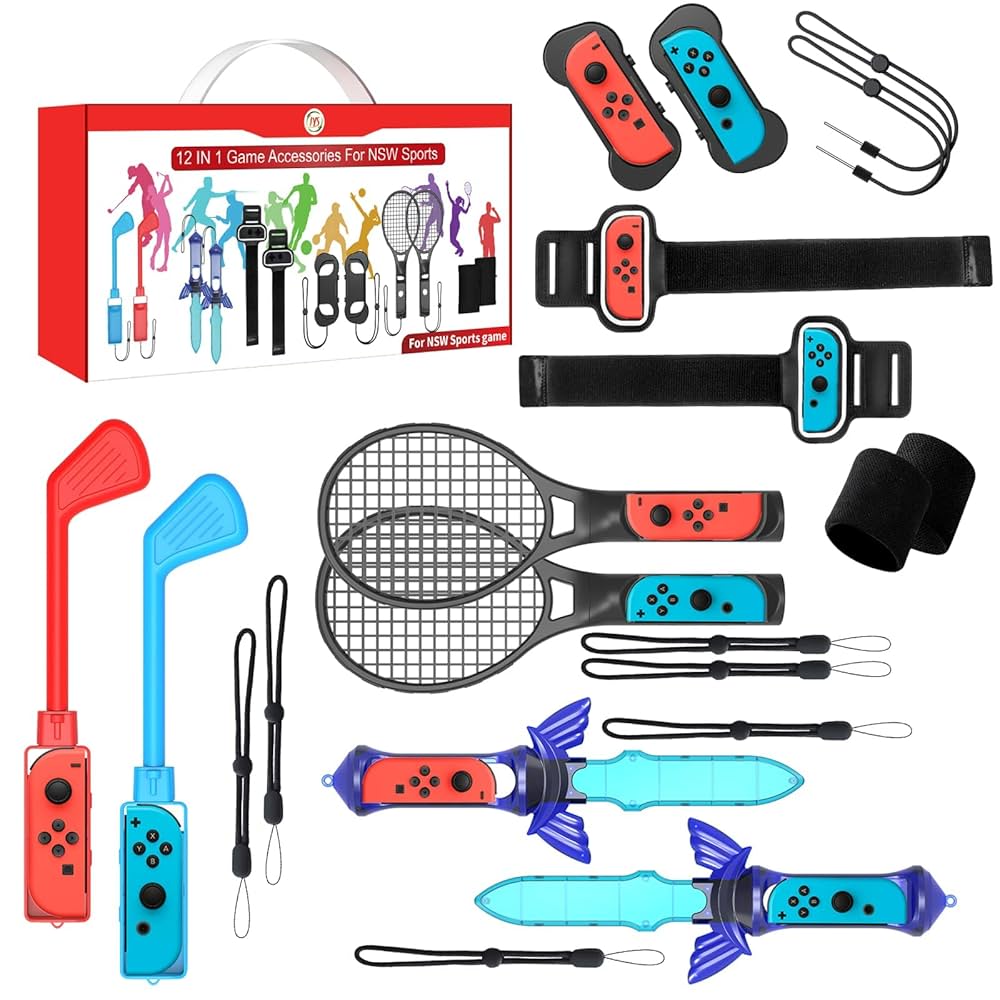 Switch Sports Game Accessories Bundle, 12 em 1 Kit Esportivo