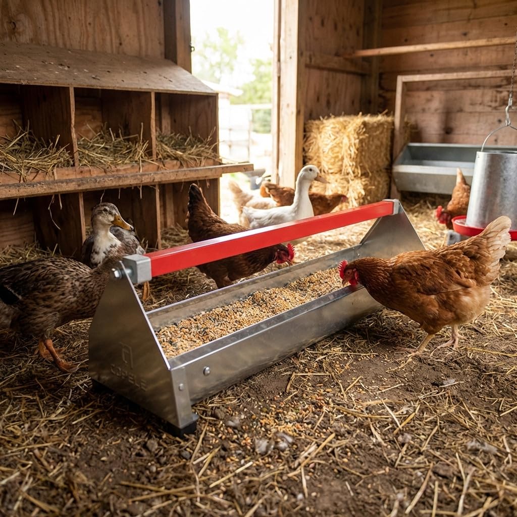 Suinga Comedero gallinas Chapa galvanizada | 122x19x19,5 cm | Resistente a la corrosión | Uso Exterior | Fácil Limpieza